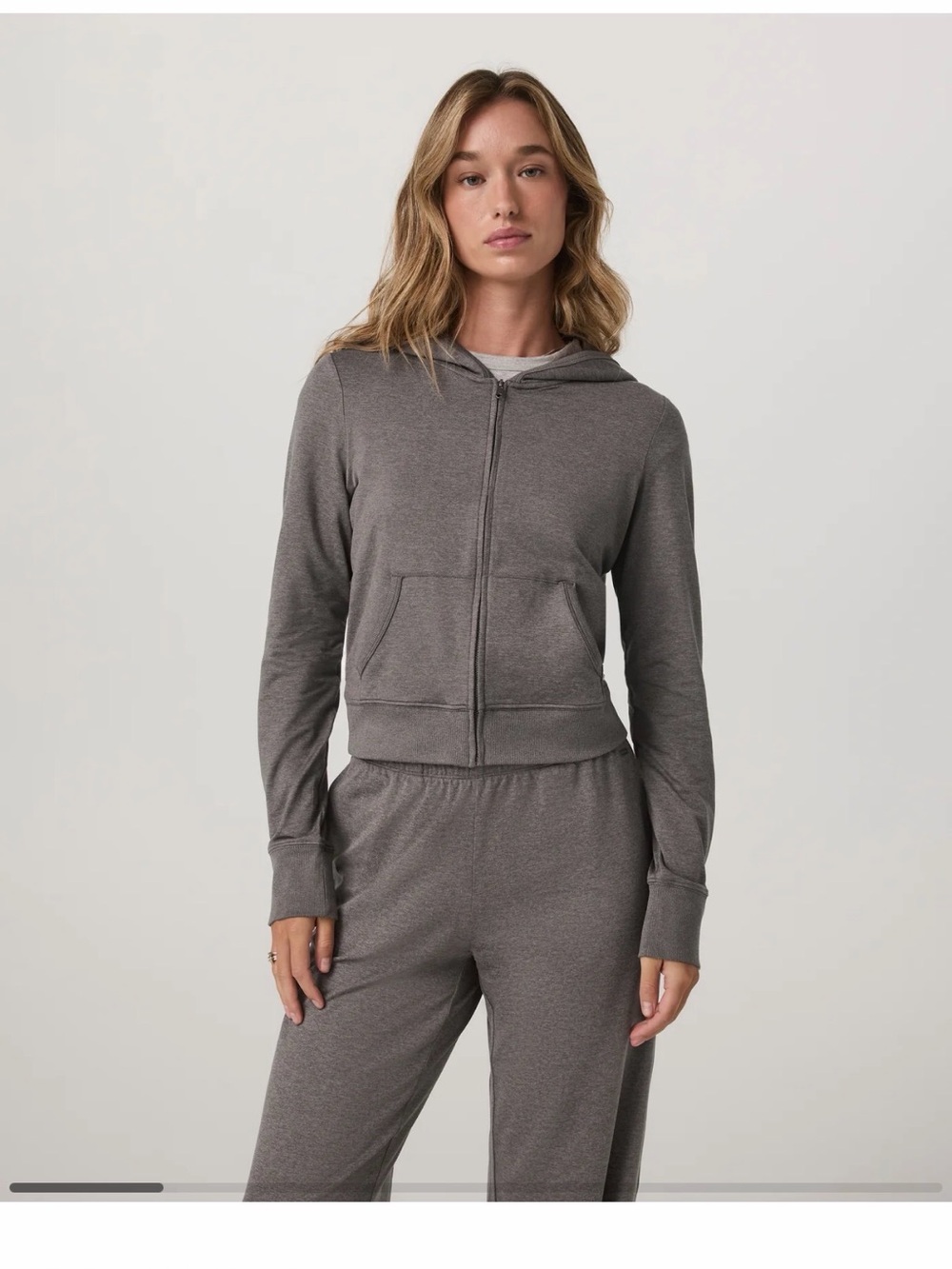 Vuori Halo Mini Modern Full-Zip Hoodie-Chia Heather